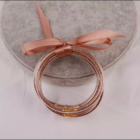 ROSE GOLD Glitter Silicone Bangles (5 in set) - Picture 1 of 1